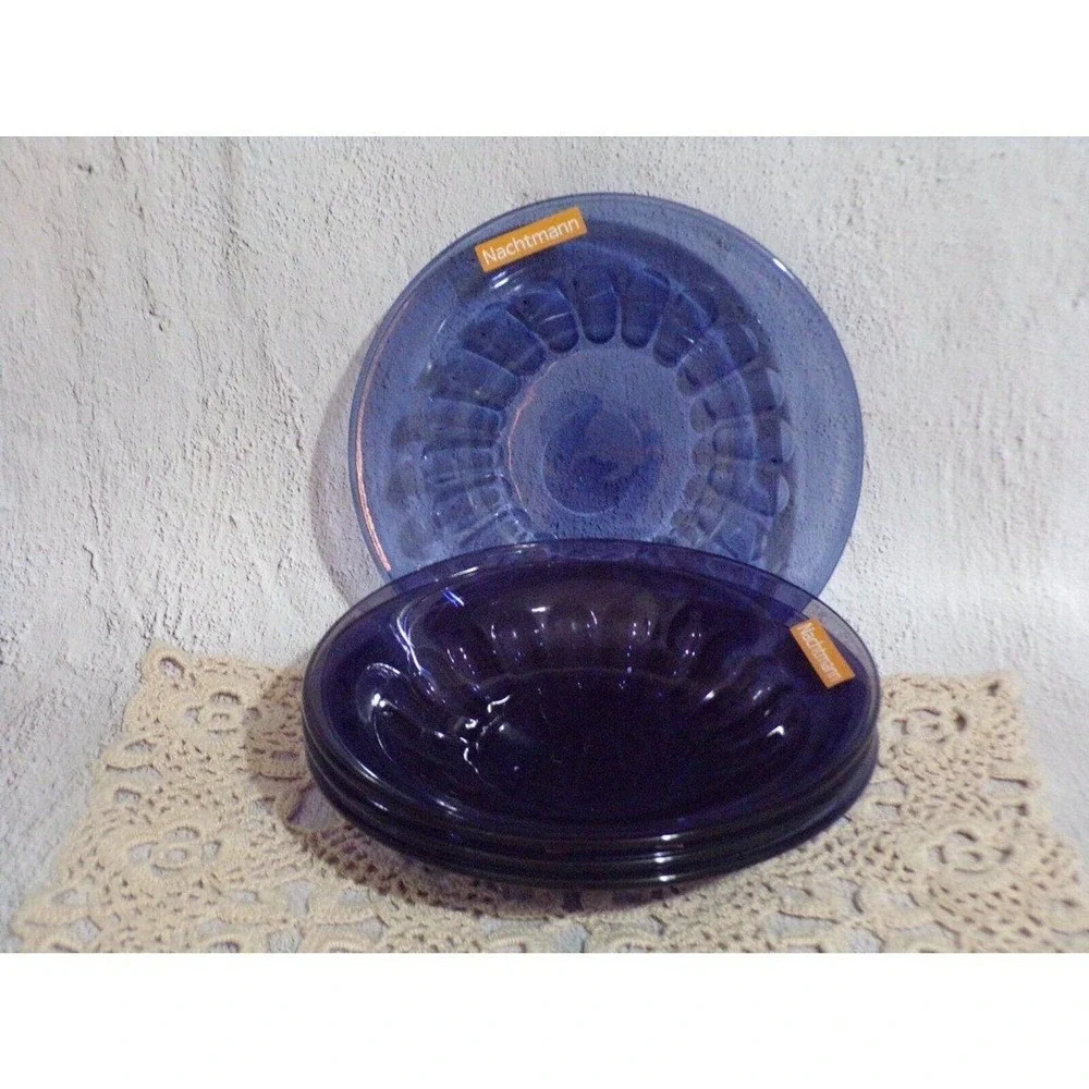 Nachtmann Beautiful Design Sapphire Blue Crystal Salad Bowls Set of 4